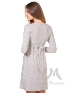 Платье с пояском на спине для кормящих и беременных, светло-серый меланж