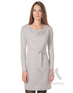 Платье для кормящих и беременных с горловиной "качелька", светло-серый меланж