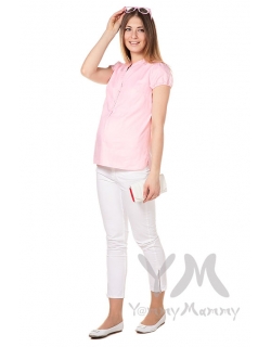 Рубашка с коротким рукавом для кормящих и беременных, розовая
