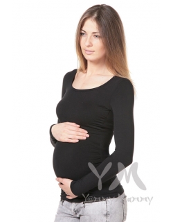 Лонгслив из модала для беременных и кормящих, черный
