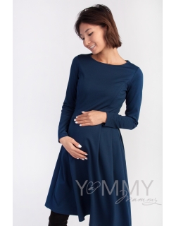 Платье для кормящих и беременных со складками, темно-синее