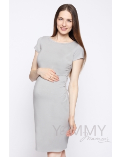 Платье для кормящих и беременных из модала с коротким рукавом, серый жемчуг
