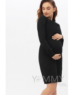 Платье-футляр для кормящих и беременных, черное