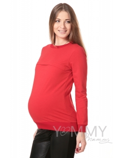 Свитшот для кормящих и беременных с секретом на молнии, красный