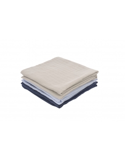 Муслиновые пеленки для новорожденных Jollein средние, navy/light blue/ light grey