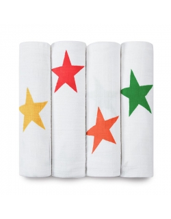 Муслиновые пеленки для новорожденных Aden&Anais, большие, набор 4, Super Star