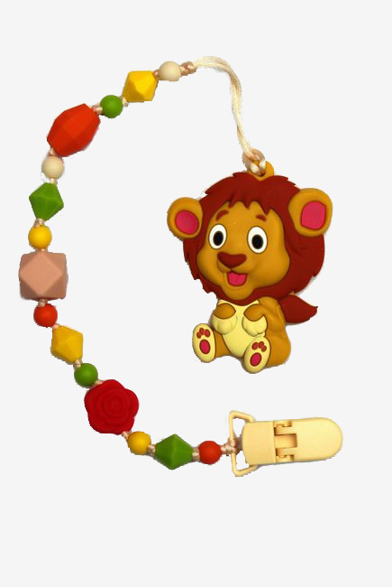 Силиконовый прорезыватель с держателем Лев