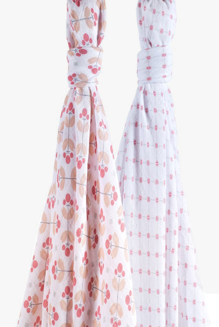 Пеленки муслиновые для новорожденных Bébé au Lait большие набор 2, Dewberry/Lattice