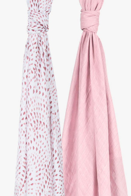 Пеленки муслиновые для новорожденных Bébé au Lait большие набор 2, Rose Quartz/Petal