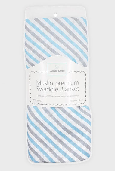 Муслиновая пеленка для новорожденных Adam Stork большая, Blue Stripes