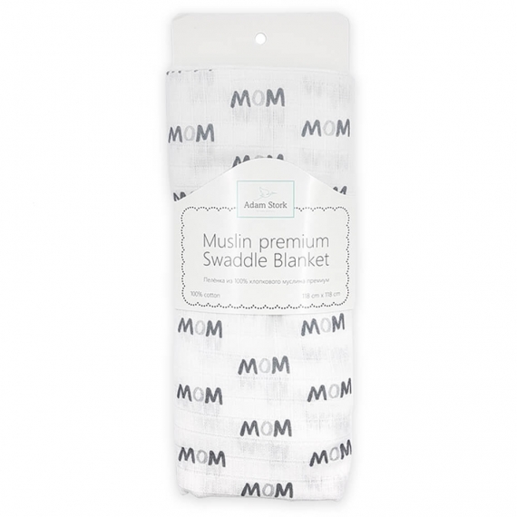Муслиновая пеленка для новорожденных Adam Stork большая, Grey Wow