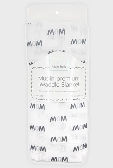 Муслиновая пеленка для новорожденных Adam Stork большая, Grey Wow