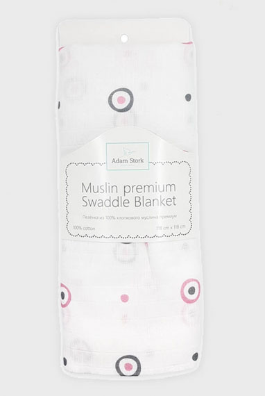 Муслиновая пеленка для новорожденных Adam Stork большая, Pink Circles