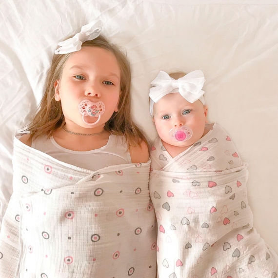 Муслиновая пеленка для новорожденных Adam Stork большая, Pink Circles