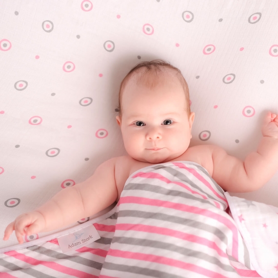 Муслиновая пеленка для новорожденных Adam Stork большая, Pink Stripes