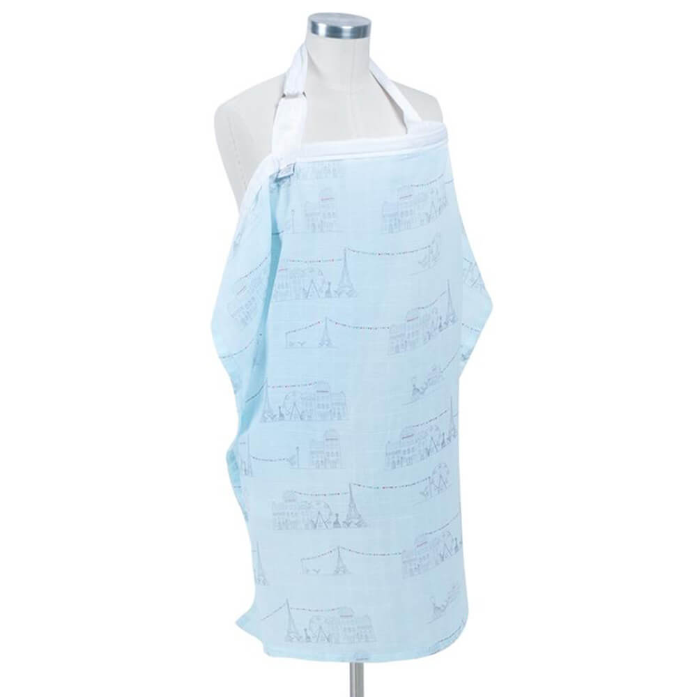 Накидка для кормления муслиновая Bebe Au Lait, Carousel Blue