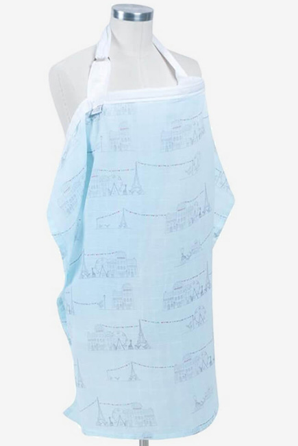 Накидка для кормления муслиновая Bebe Au Lait, Carousel Blue