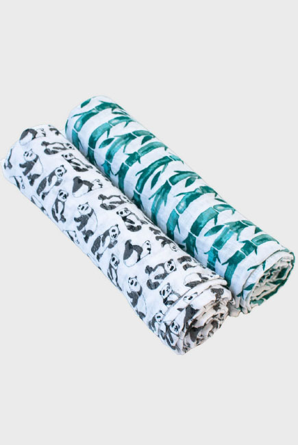 Муслиновые пеленки для новорожденного Bébé au Lait большие, Pandas/Bamboo
