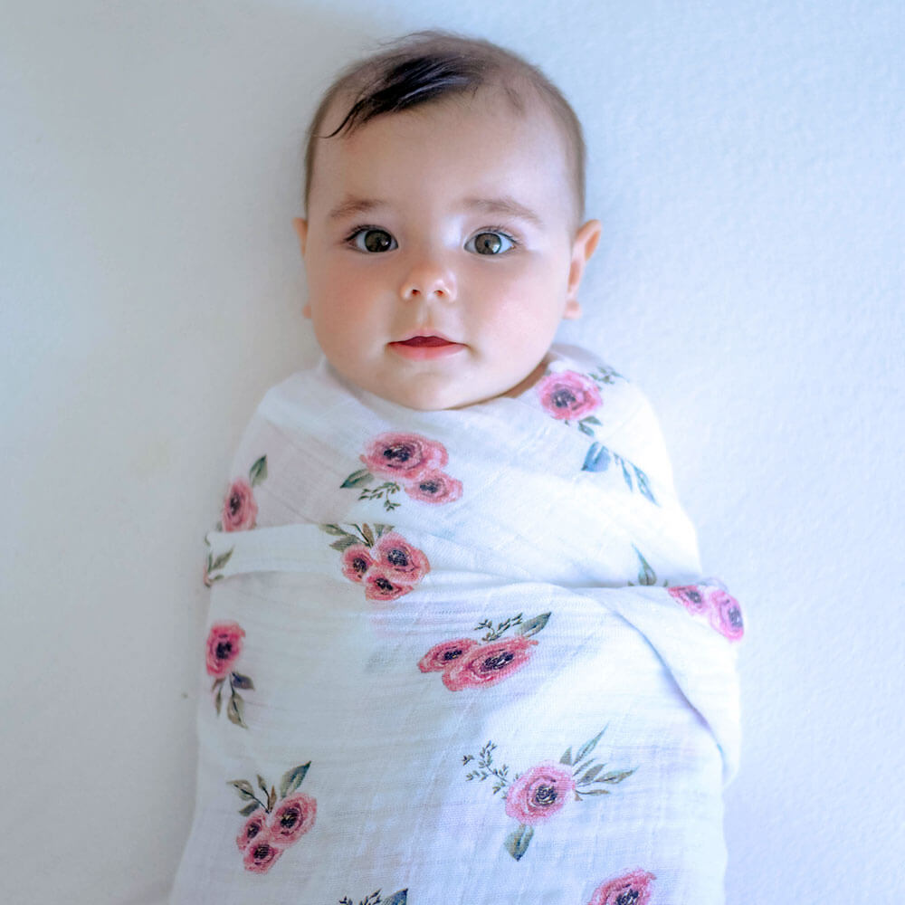 Муслиновая пеленка для новорожденных Adam Stork большая, Roses