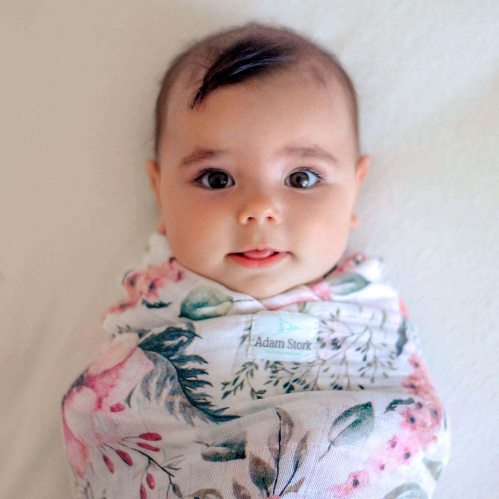 Муслиновые пеленки для новорожденных Adam Stork большие, набор 2, Flowers