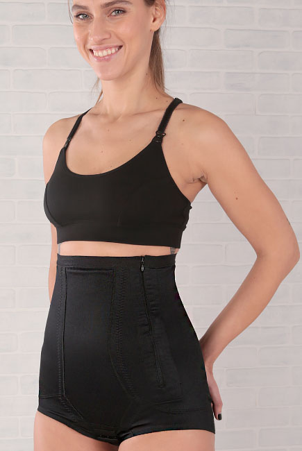 Бандаж трусы послеродовой высокий с косточками, черный