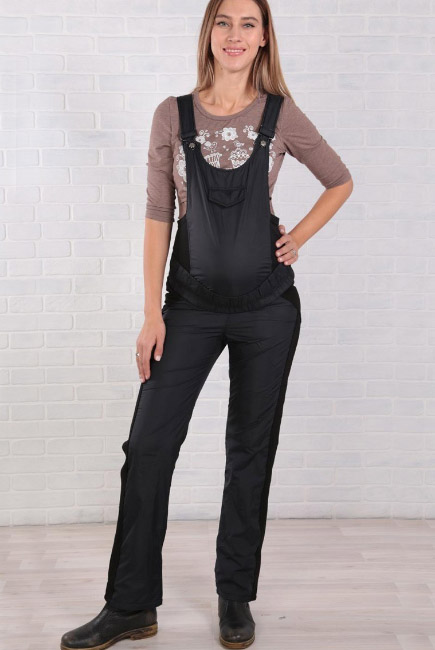 Комбинезон для беременных болонь (на флисе), черный