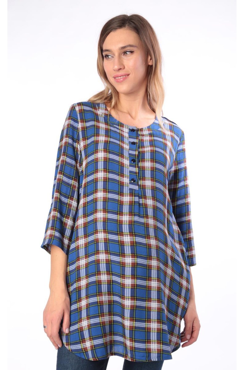 Блуза-рубашка для беременных в клетку, синяя
