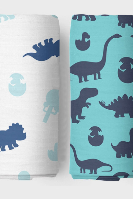 Муслиновые пеленки для новорожденных Adam Stork большие, набор 2, Dino World