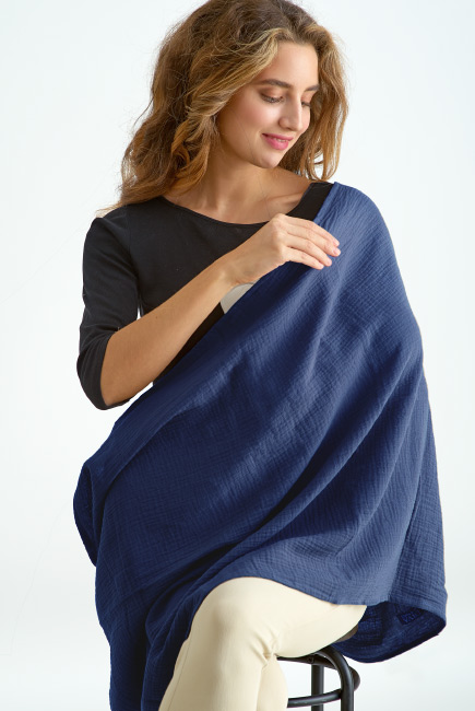 Накидка для кормления (милк снуд) муслиновая, Dark Blue