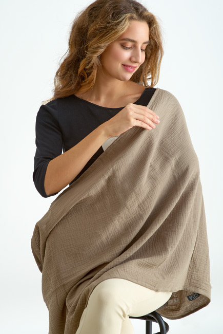 Накидка для кормления (милк-снуд) муслиновая, Khaki