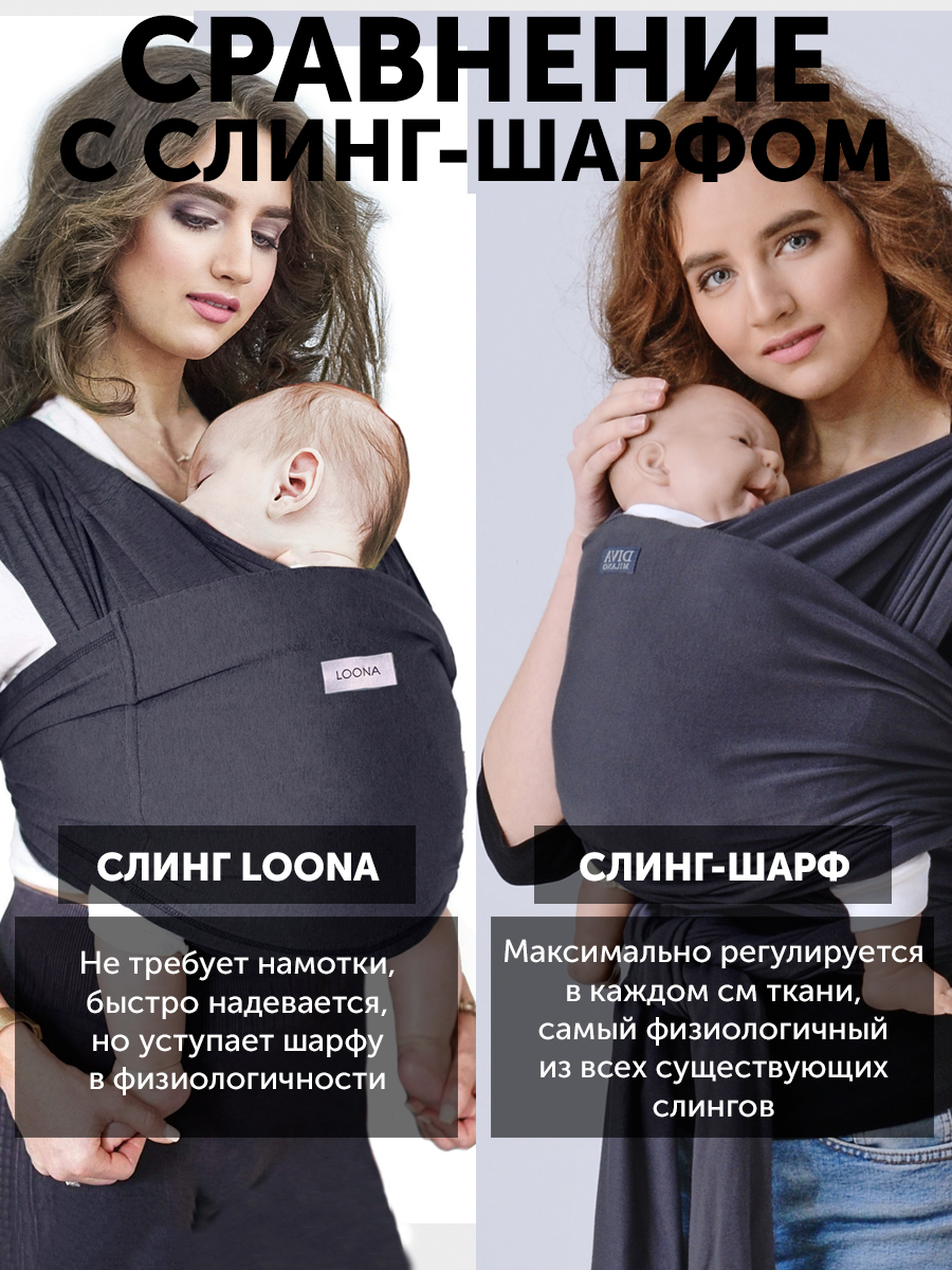 Слинг без намотки с рождения Loona, Grafite