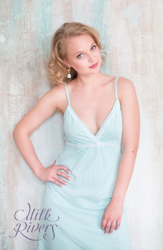 Ночная сорочка для беременных и кормящих "Селена" Milk Rivers,ментол