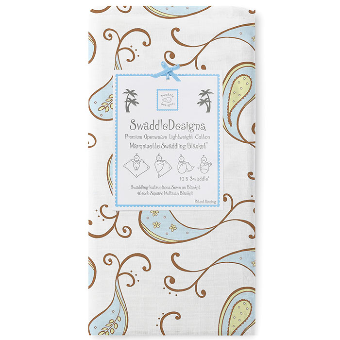 Пеленка детская тонкая SwaddleDesigns Маркизет Pstl Blue Paisley