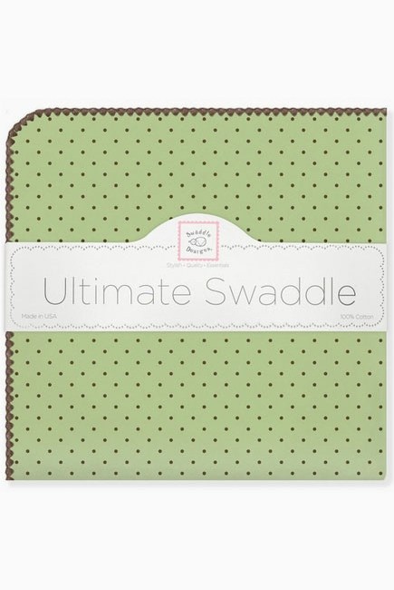 Фланелевая пеленка для новорожденного SwaddleDesigns Lime w/BR Dot