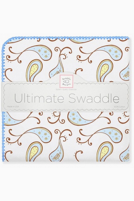 Фланелевая пеленка для новорожденного SwaddleDesigns Pstl Blue Paisley