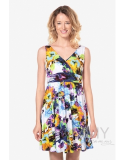 Платье-сарафан с лифом на запах для кормящих и беременных, крупные цветы