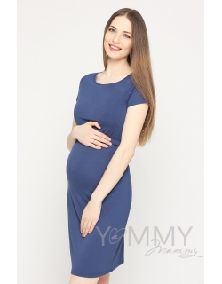 Платье для кормящих и беременных из вискозы, темный индиго