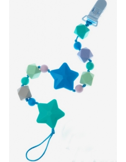 Силиконовый держатель на клипсе Звездопад, бирюзовый