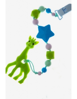 Силиконовый прорезыватель с держателем Сафари, салатовый