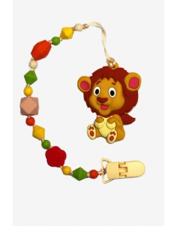 Силиконовый прорезыватель с держателем Лев