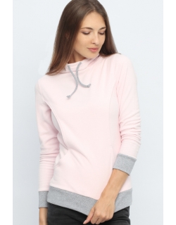 Толстовка для кормящих и беременных флисовая с завязками, цвет светло-розовая