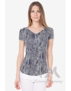 Футболка для беременных и кормящих, цвет синий с белым рисунком