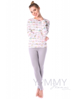 Комплект для дома серый с принтом "зайчики/котики"