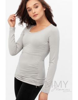 Лонгслив из модала для беременных и кормящих, серый жемчуг