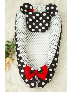 Гнездышко-кокон для новорожденных Babynest Minnie black dots