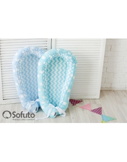 Гнездышко для новорожденных Babynest Stars and waves blue sky