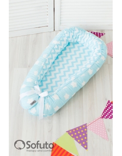 Кокон-гнездышко для новорожденных Babynest Stars and Waves Aqua