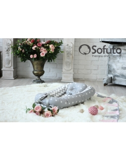 Кокон-гнездышко для новорожденных Babynest Stars and Waves Silver