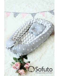 Кокон-гнездышко для новорожденных Babynest Stars and Waves Silver