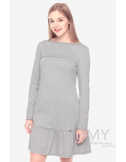 Платье для кормящих и беременных с воланом, жемчужное